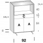 2 Türen, 1 Schublade H.16 cm und offenes Fach H.40 cm