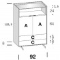 n.2 ante, n.2 cassetti cm h.16 e vano a giorno cm h.24 - +€ 24,44