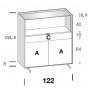 2 Türen, 1 Schublade cm H.16 und offenes Fach cm H.40