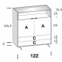 n.2 ante, n.2 cassetti cm h.16 e vano a giorno cm h.24 - +€89.06