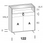 n.2 doors, n.1 drawer cm h.16 and open compartment cm h.24 - +€60.39