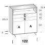 n.2 ante, n.2 cassetti cm h.16 e vano a giorno cm h.24 - +€ 79,64