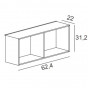 rechteckig horizontal mit Trennwand: 62,4 T.22 H.31,2 cm - +118,00 €