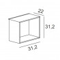 carré: L.31,2 x P.22 x H.31,2 cm