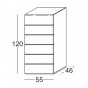 Hochkommode 6 Schubladen: cm 55 t.46 h.120 - +976,00 €