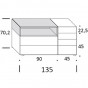 comò a 6 cassetti e vano giorno: cm 135 h.67,5 - +€ 674,23