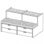 mit 10 Schubladen, Glasplatte und Sitz mit Kissen 120 cm - +1.466,39 €