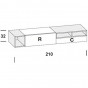 cm h.32 - with n.1 drop-down door and n.1 drawer