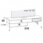 cm 210 h.47,7 - mit Klappe-türen (R), Schublade (C) und offenem Fach - +215,82 €