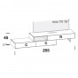 cm 255 h.47,7 - mit zwei Schubladen (C), Klappe-türen (R) und offenem Fach - +428,67 €