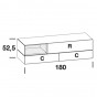 cm 180 h.52,5 - mit zwei Schubladen (C), Klappe-türen (R) und offenem Fach - +330,92 €