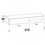 cm h.32 - with n.1 drop-down door measuring cm 120 and n.2 stacked drawers measuring cm 90