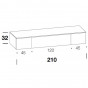 cm h.32 - con n.1 anta a ribalta centrale da cm 120 e n.2 cassetti laterali da cm 45 - +€ 37,11