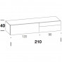 cm h.40 - mit n.1 Klapptüre cm 120 und n.2 übereinanderliegenden Schubladen cm 90 - +56,67 €