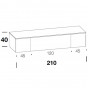 cm h.40 - con n.1 anta a ribalta centrale da cm 120 e n.2 cassetti laterali da cm 45 - +€ 94,12