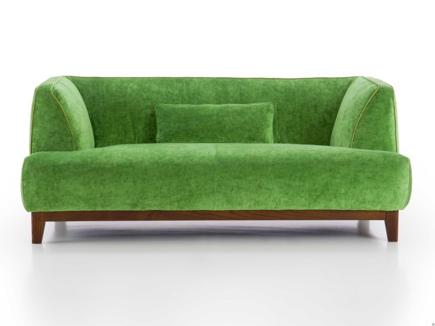 Divano verde con base in legno | Goya