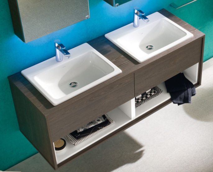 Mobile bagno doppio con lavabo a incasso soprapiano N11 Atlantic