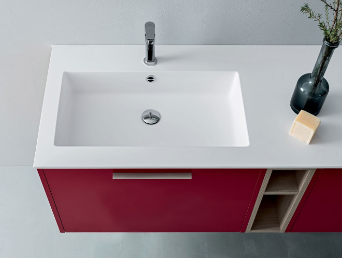 Mobile bagno con top in marmoresina con lavabo integrato Blizzard 24