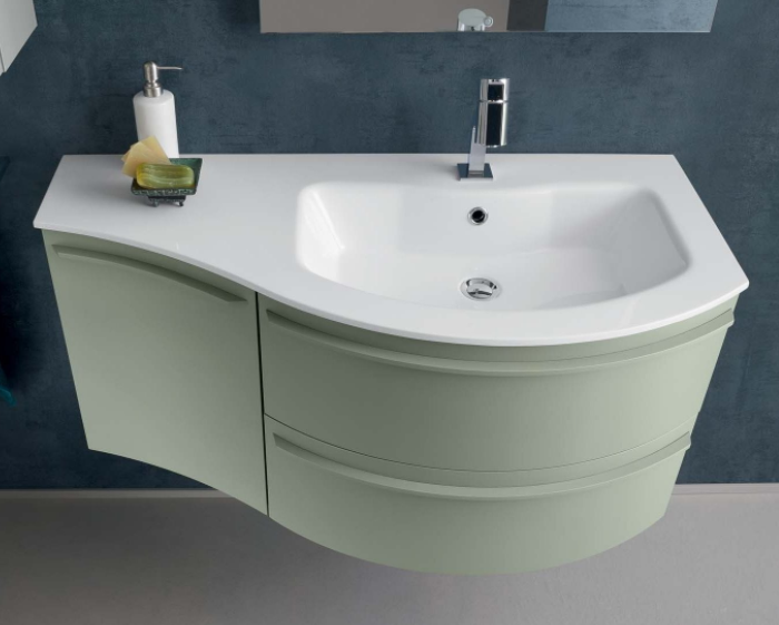 Mobile bagno curvo con piano e lavabo in mineralguss - Atlantic N12