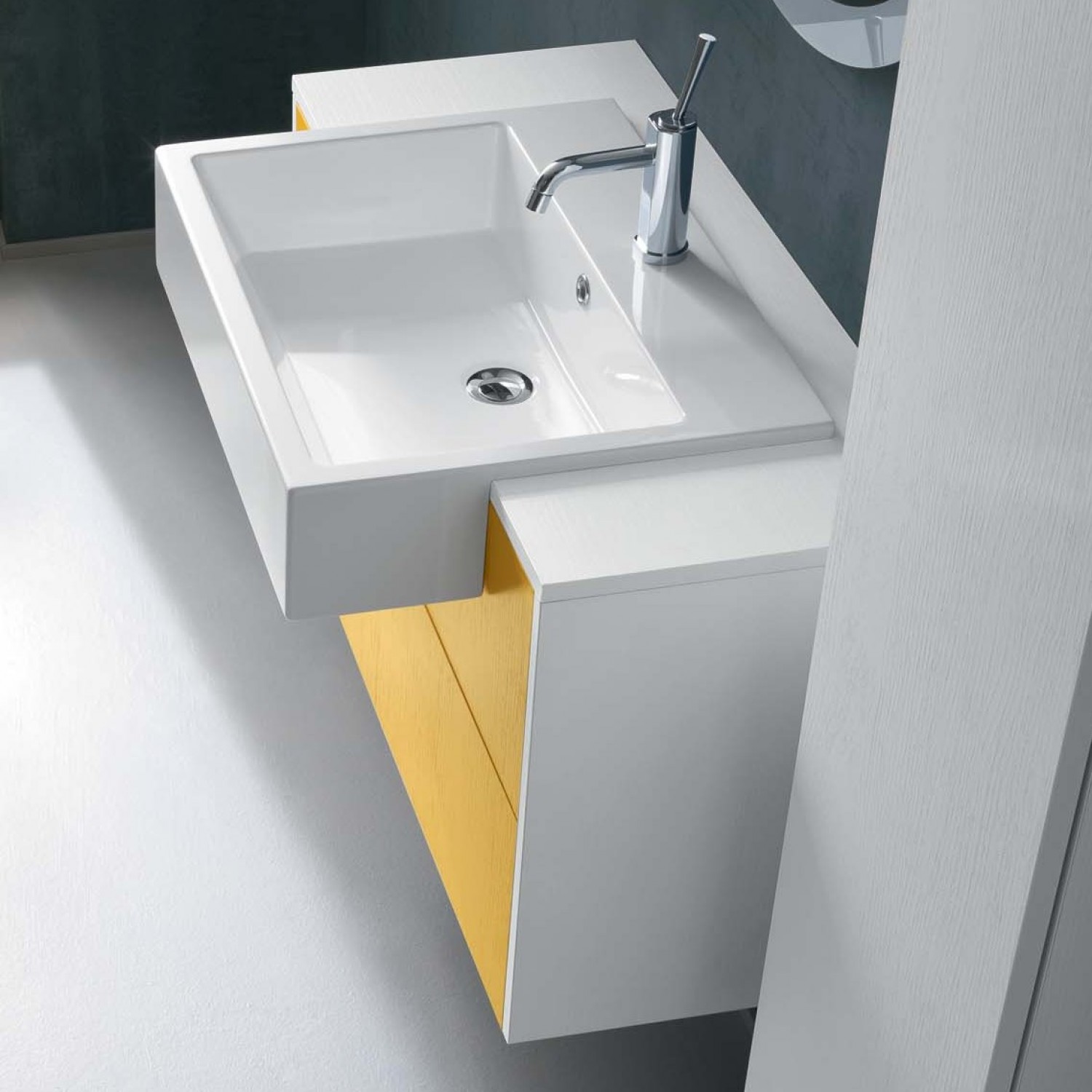 Lavabo a sbalzo in resina per mobile bagno Atlantic N03