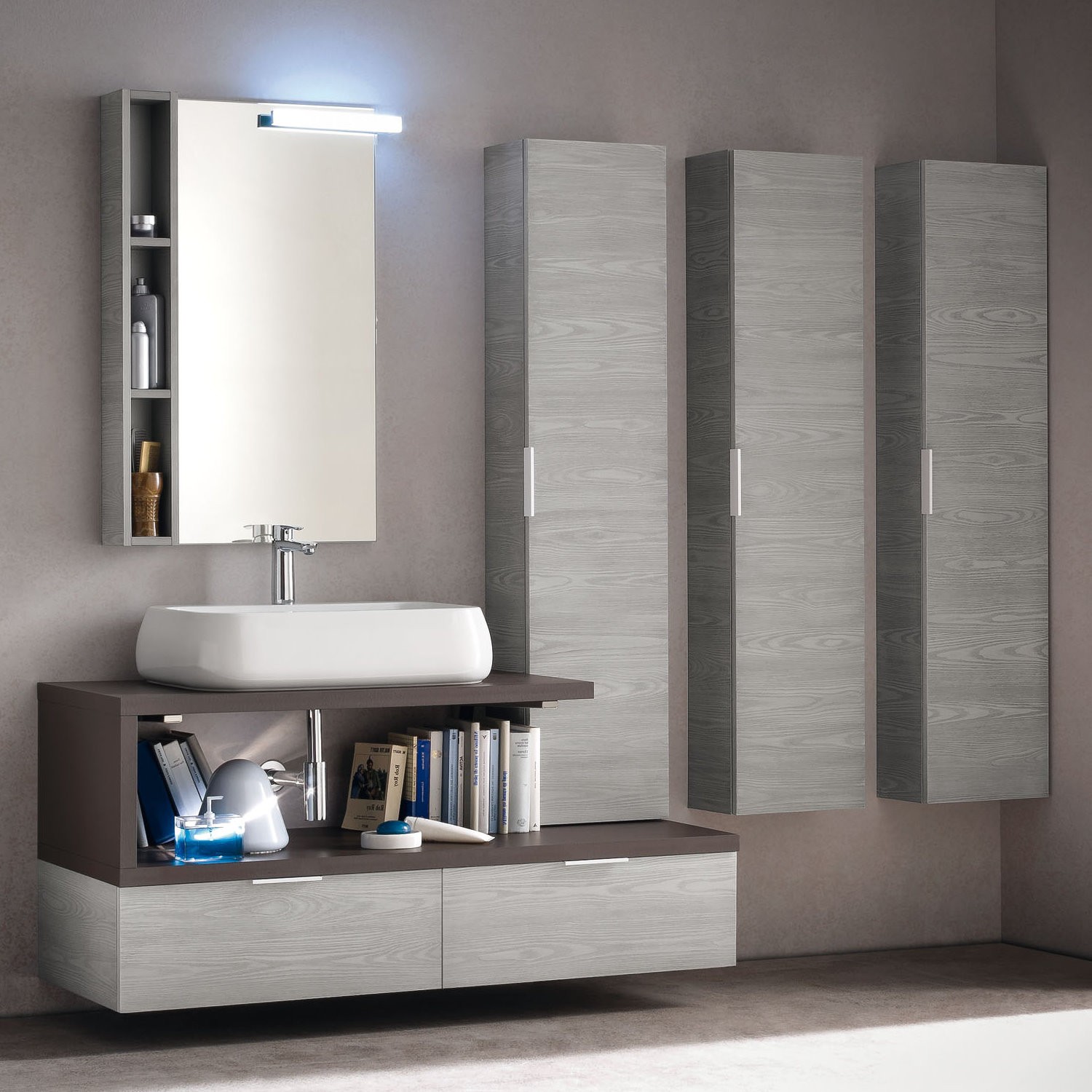 Mobile bagno con lavabo in appoggio in ceramica Atlantic N26