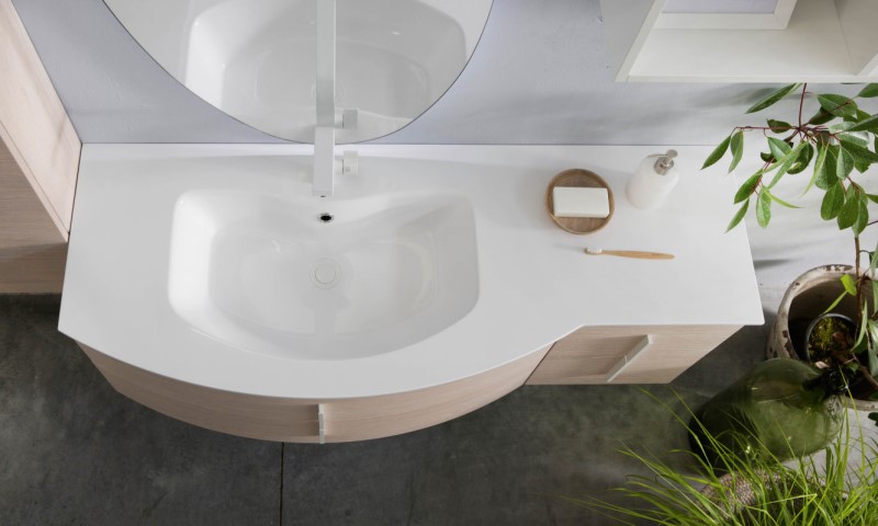 Mobile bagno con lavabo curvo in mineralguss - Atlantic N54