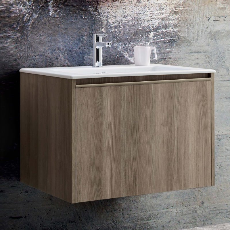 Mobile bagno 70 cm con base lavabo con cassettone con apertura ad unghiatura