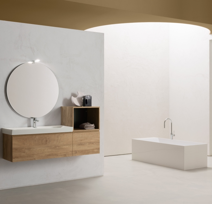 Mobile bagno sospeso con base in nobilitato effetto legno Atlantic Consolle