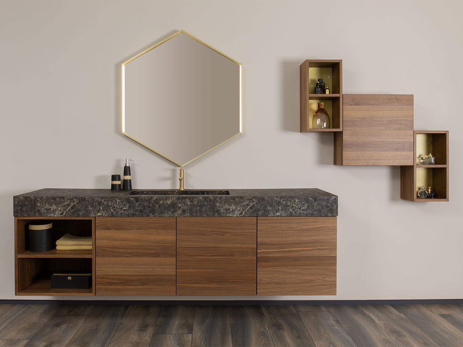 Mobile bagno sospeso in legno con top a contrasto N68 Atlantic