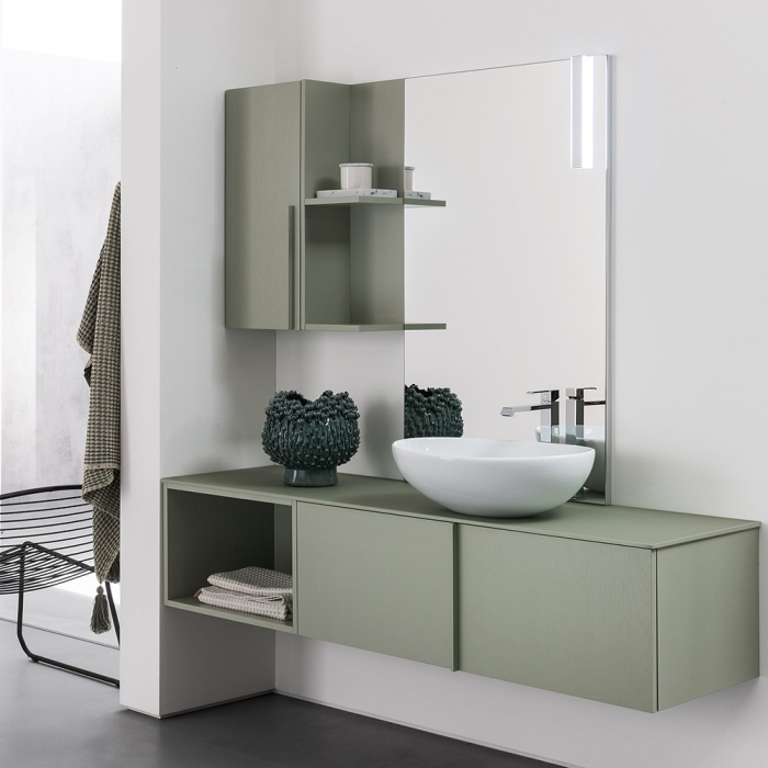 Mobiletto bagno sospeso con cestone e vano giorno N86 Atlantic