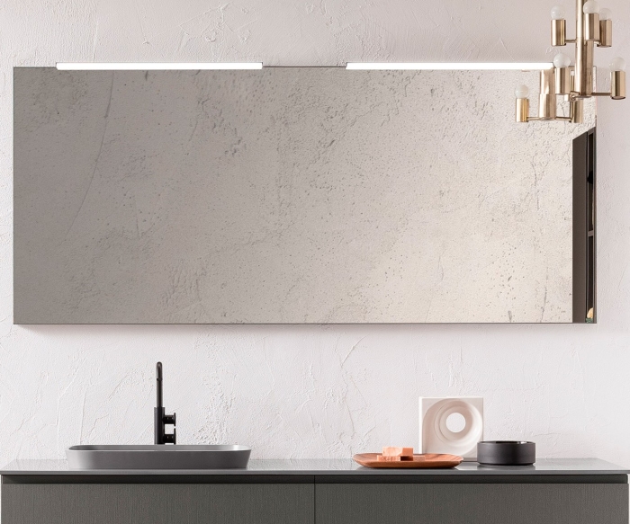 Specchiera da bagno rettangolare con faretti Quadra