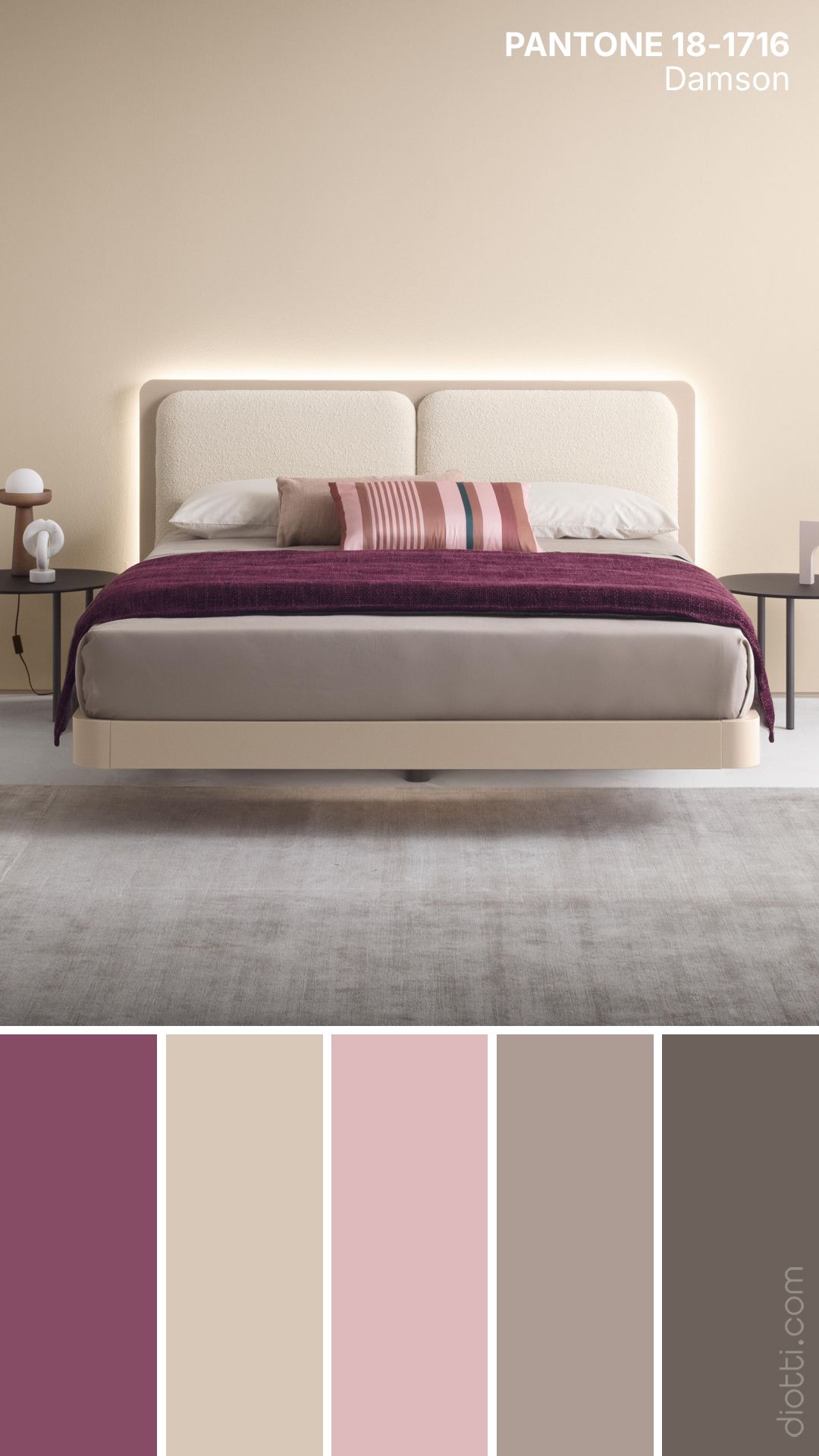 Palette cromatica diotti.com con Damson di Pantone