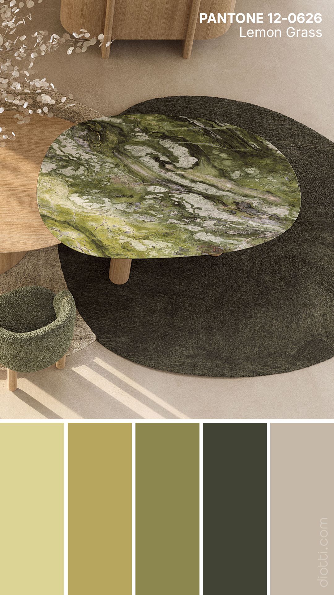 Palette cromatica diotti.com con Lemon Grass di Pantone