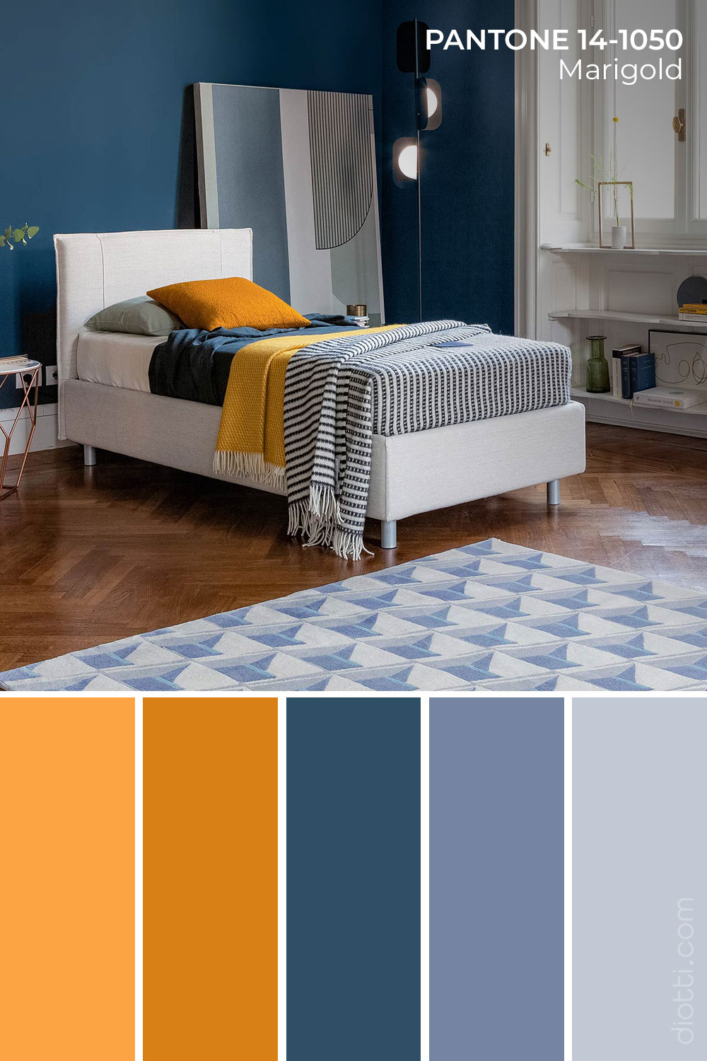 Letto Paco con cuscinetto in Pantone Marigold