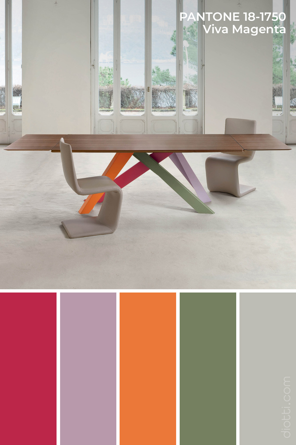 Pantone 2023 Viva Magenta - Color palette per la sala da pranzo