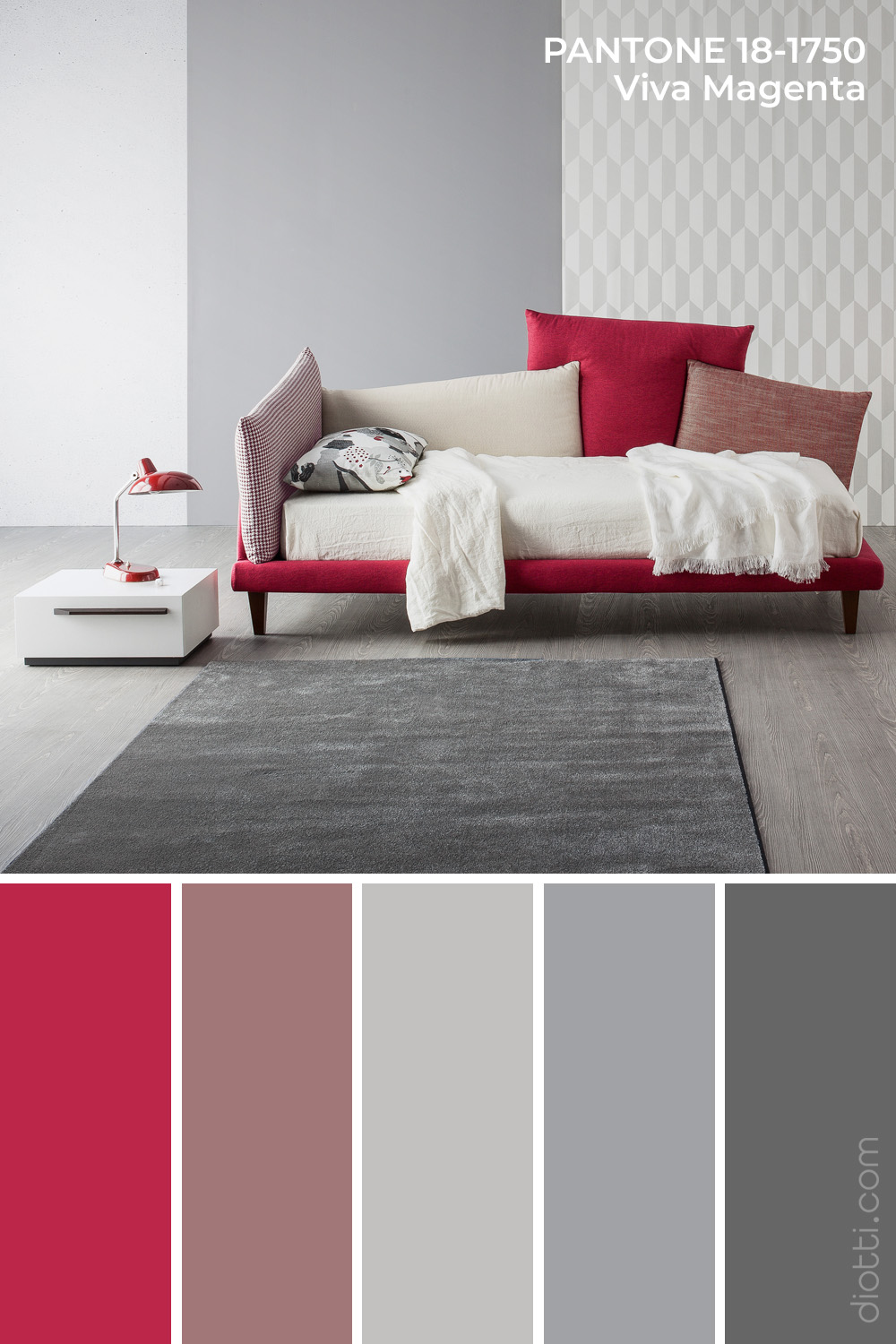 Pantone 2023 Viva Magenta - Color palette per la camera da letto