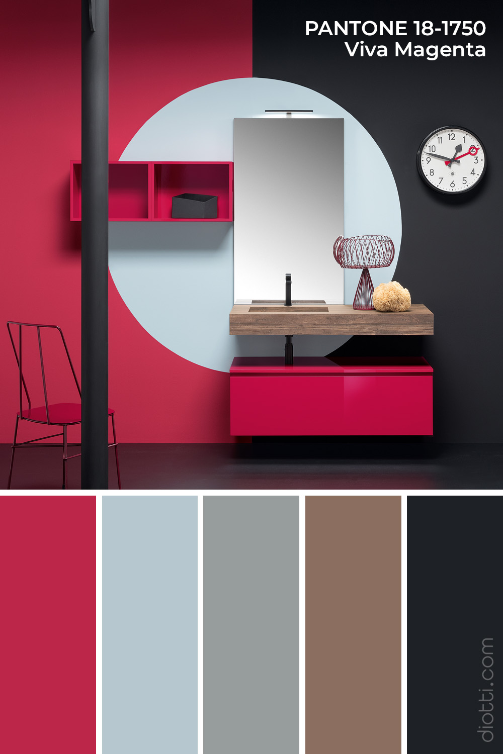 Pantone 2023 Viva Magenta - Color palette per il bagno