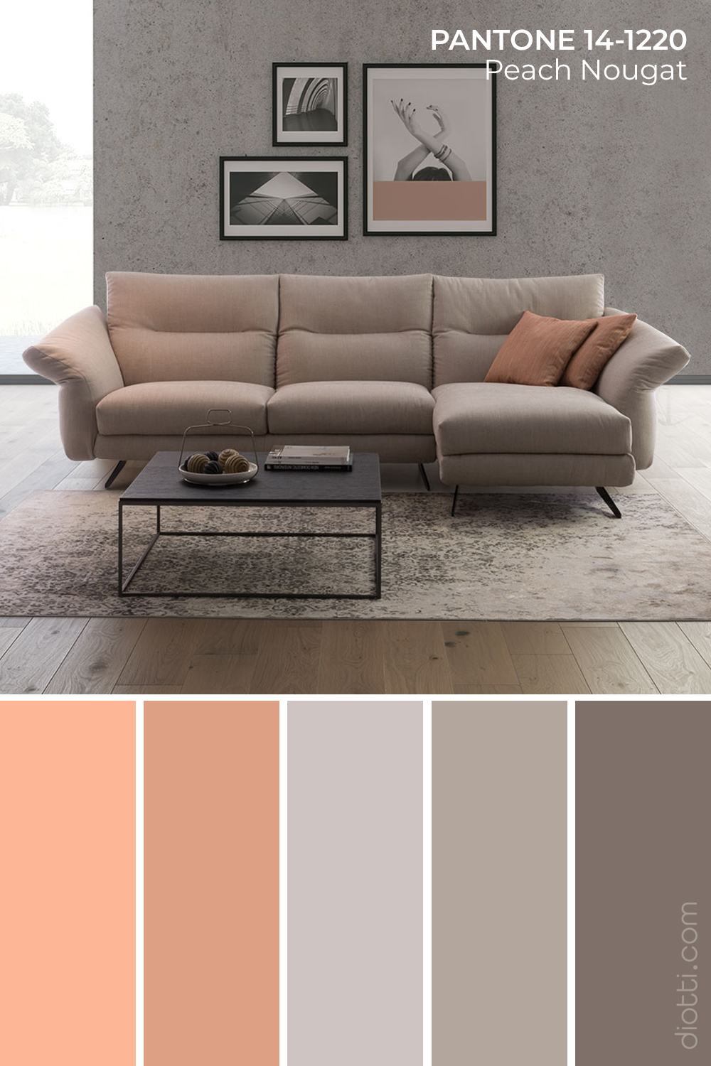 Divano Carnaby in Pantone Peach Nougat