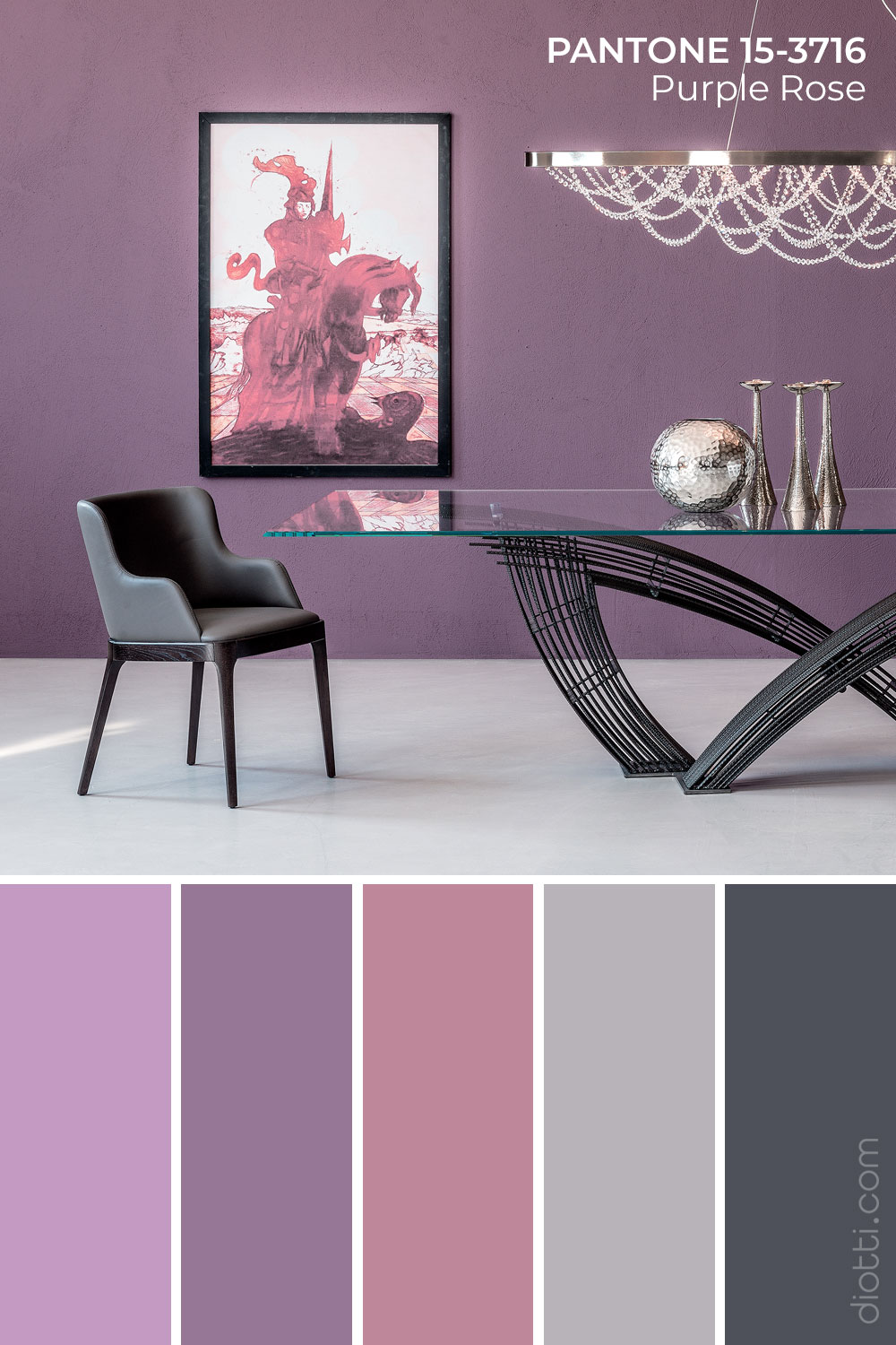 Letto Hystrix con parete in Pantone Purple Rose