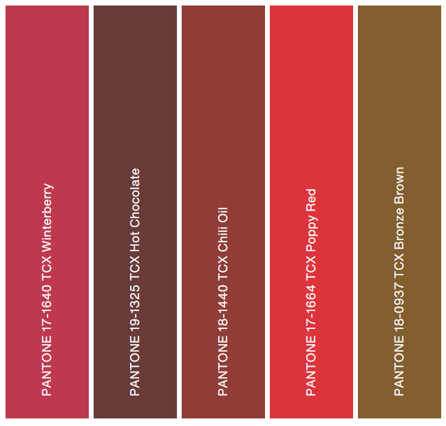 Color trend Pantone della stagione autunno/inverno 2025/2026