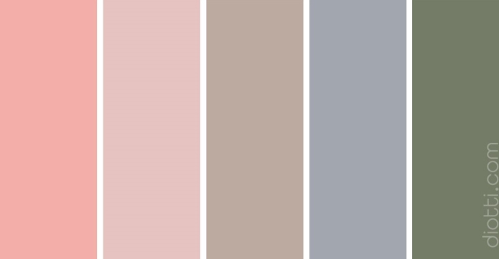 Palette rosa pallido, rosa confetto, tortora, grigio-azzurro, verde oliva by diotti.com