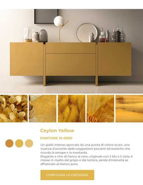 Credenza gialla in Pantone Ceylon Yellow