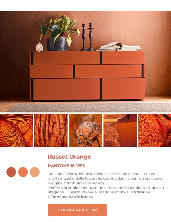 Cassettiera arancione in Pantone Russet Orange