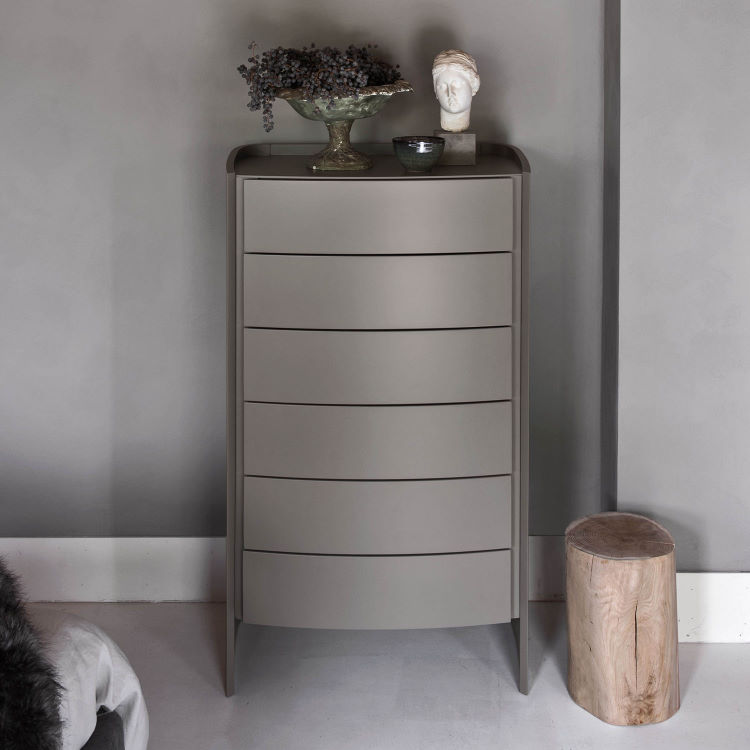 Elegante settimino alto stondato laccato grigio Amandla