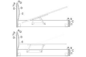 Schema imbottitura letto Cuff contenitore di Bonaldo