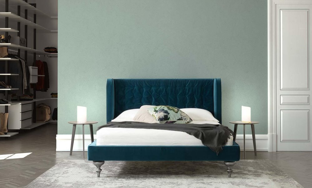 Letto in velluto rivestito color blu petrolio | Bilbao