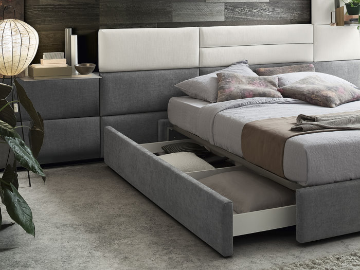 Letto moderno con cassettone estraibile unico