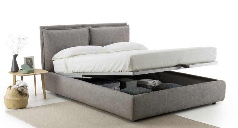 Letto imbottito con contenitore king size cm 198 x 214-224-234 a scelta. Materasso 180 x 190-200-210