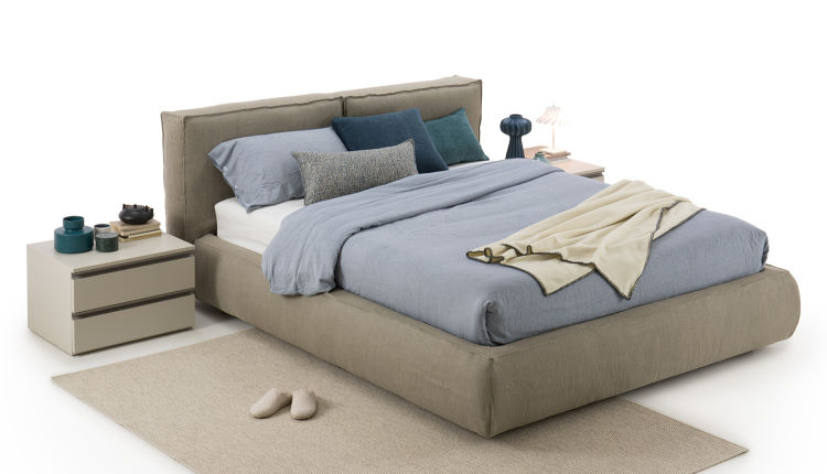 Letto tessile imbottito king size Nuvola cm 210 x 225 / 235 / 245. Materasso cm 180 x 190 / 200 / 210