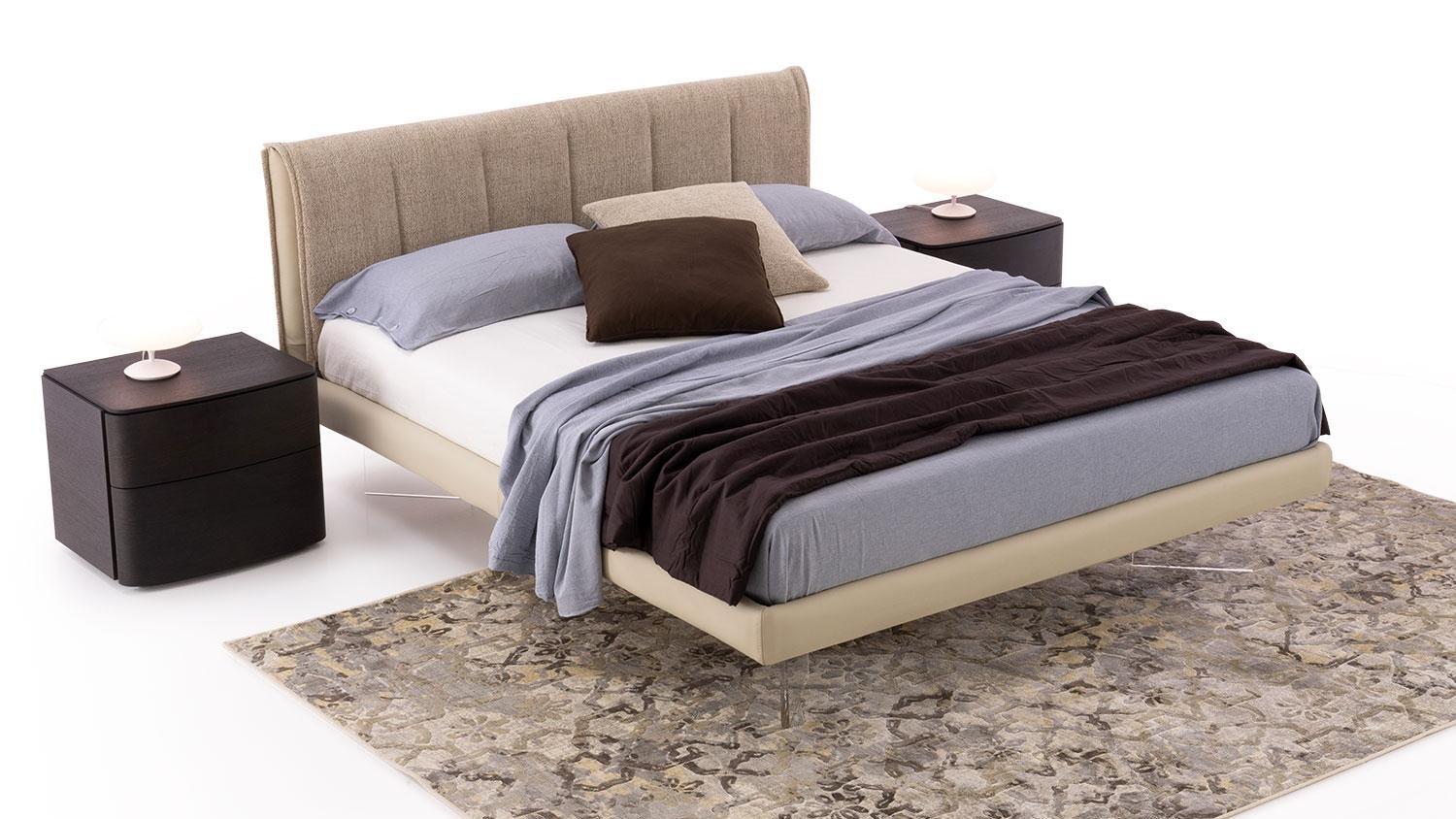Letto con testiera con cover imbottita in tessuto bouclé | Kilian